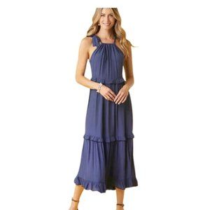 Womens Navy Blue Halter Top Maxi Dress, Easy Fit, NWT